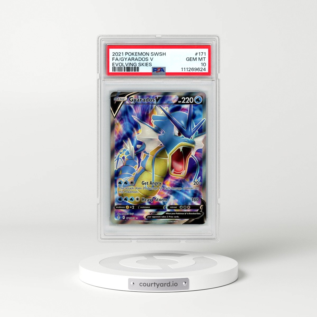 2021 Pokémon Sword & Shield Evolving Skies #171 Gyarados V - Holo Full Art (PSA 10 GEM MINT)