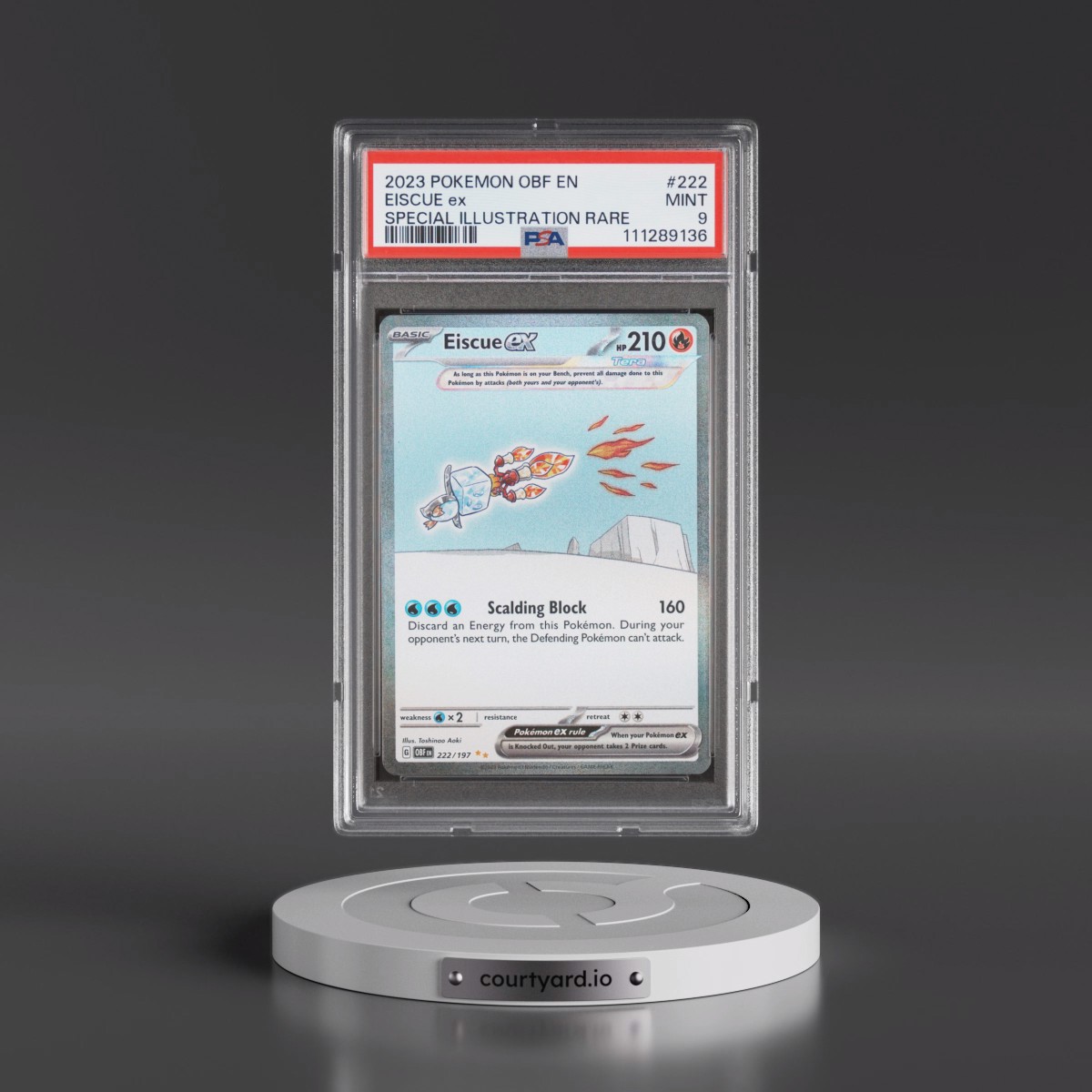 2023 Pokémon Obf EN-Obsidian Flames #222 Eiscue EX - Holo Special Illustration Rare (PSA 9 MINT)