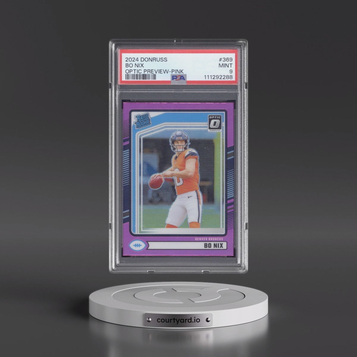 2024 Panini Donruss Bo Nix - Optic Preview-Pink #369 PSA 9