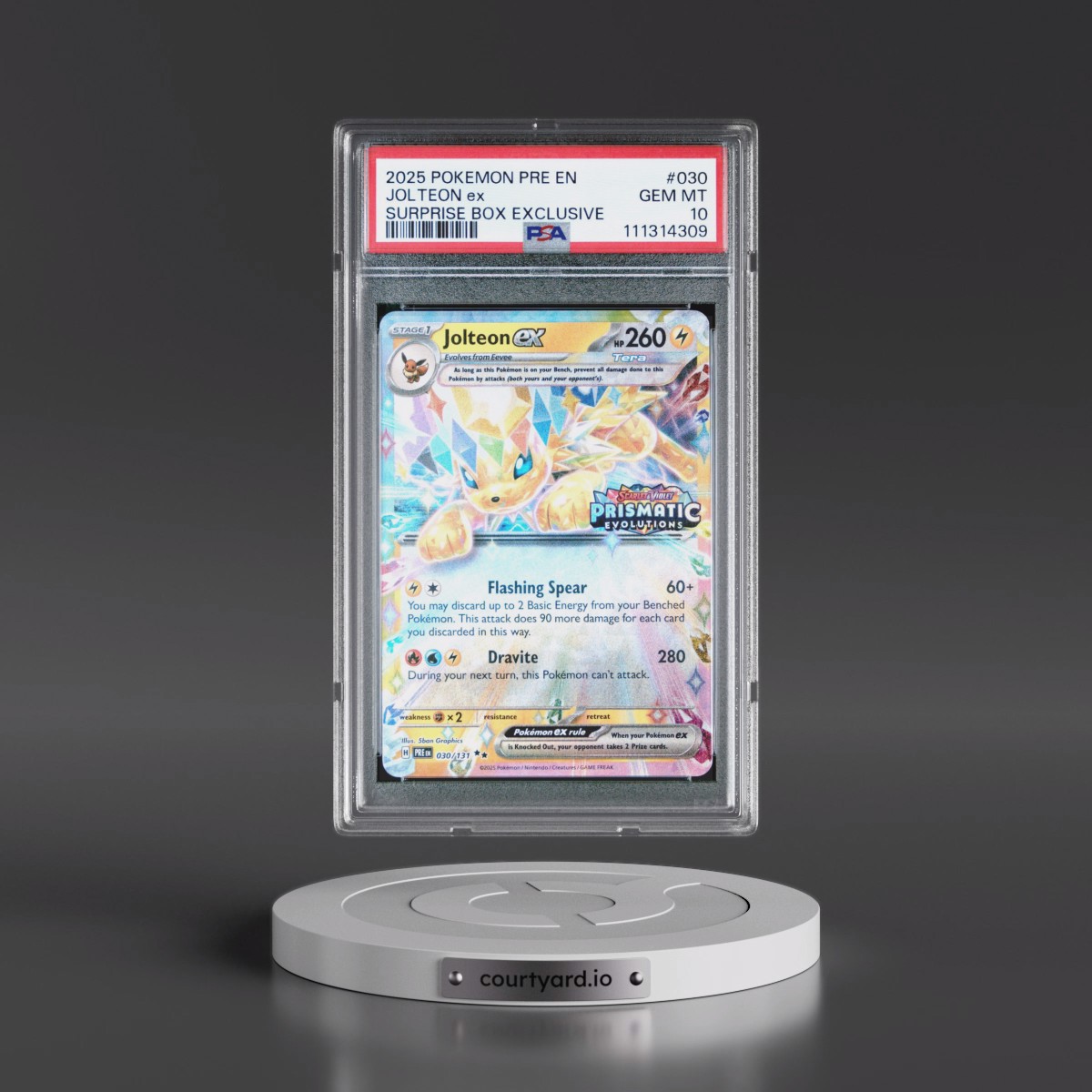 2025 Pokémon Pre EN-Prismatic Evolutions #030 Jolteon EX - Holo Surprise Box Exclusive (PSA 10 GEM MINT)
