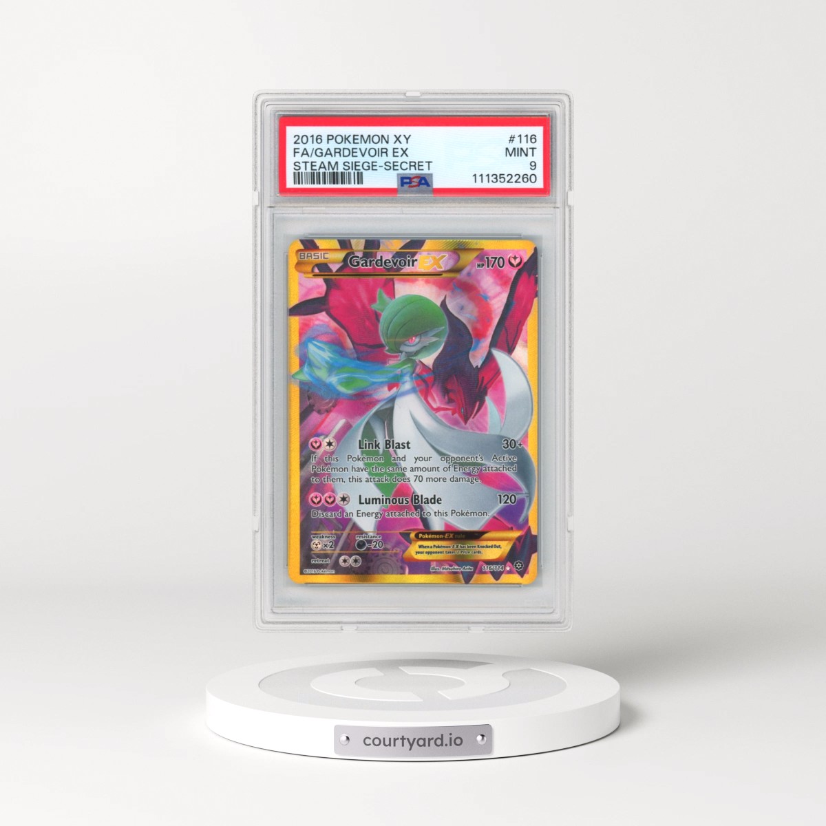 2016 Pokémon XY Steam Siege #116 Gardevoir EX - Holo Full Art Secret (PSA 9 MINT)