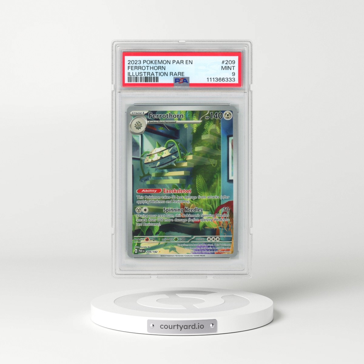 2023 Pokémon Par EN-Paradox Rift #209 Ferrothorn - Illustration Rare (PSA 9 MINT)