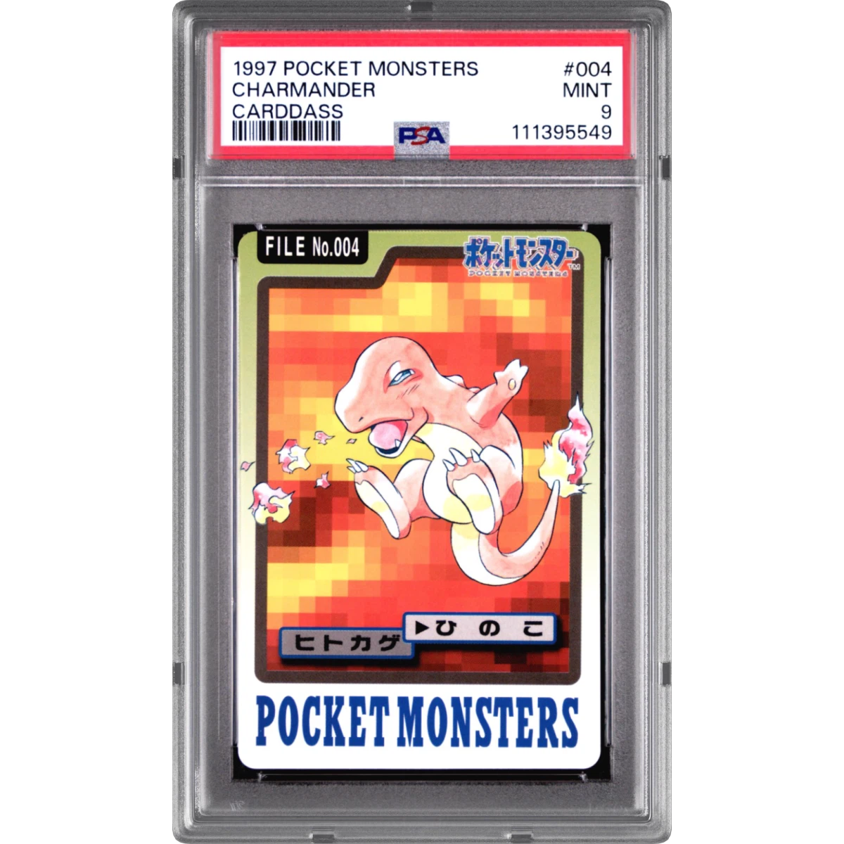 1997 Pocket Monsters Carddass #004 Charmander (PSA 9 MINT)