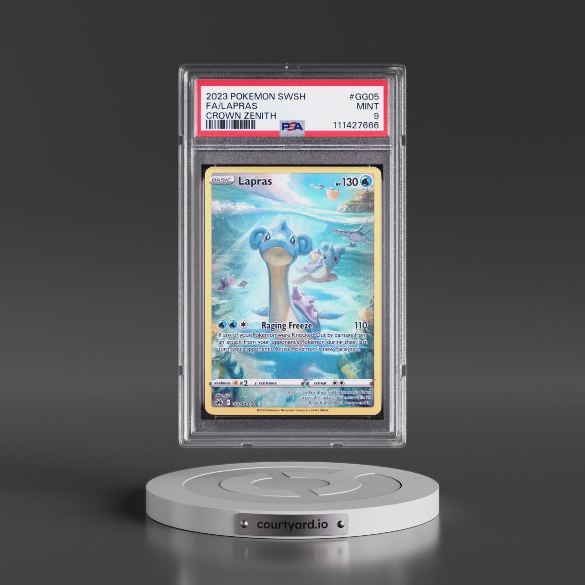 2023 Pokémon Sword and Shield Crown Zenith #GG05 Lapras - Full Art (PSA 9 MINT)