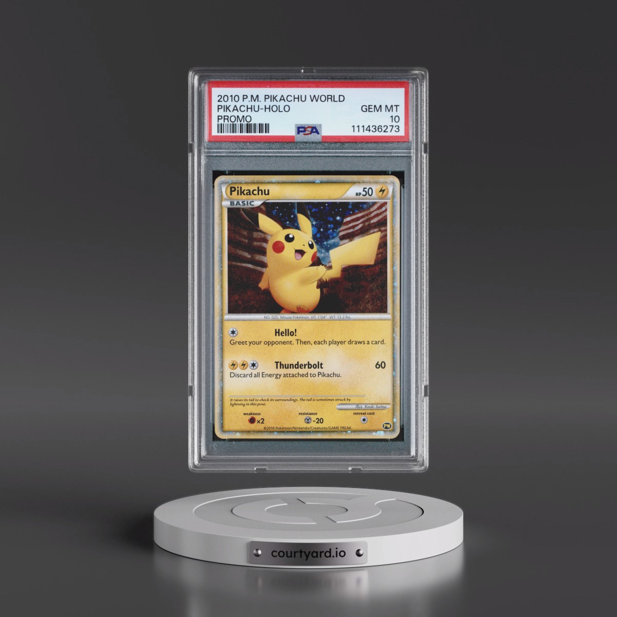 2010 Pokémon Pikachu World Promo Pikachu - Holo (PSA 10 GEM MINT)