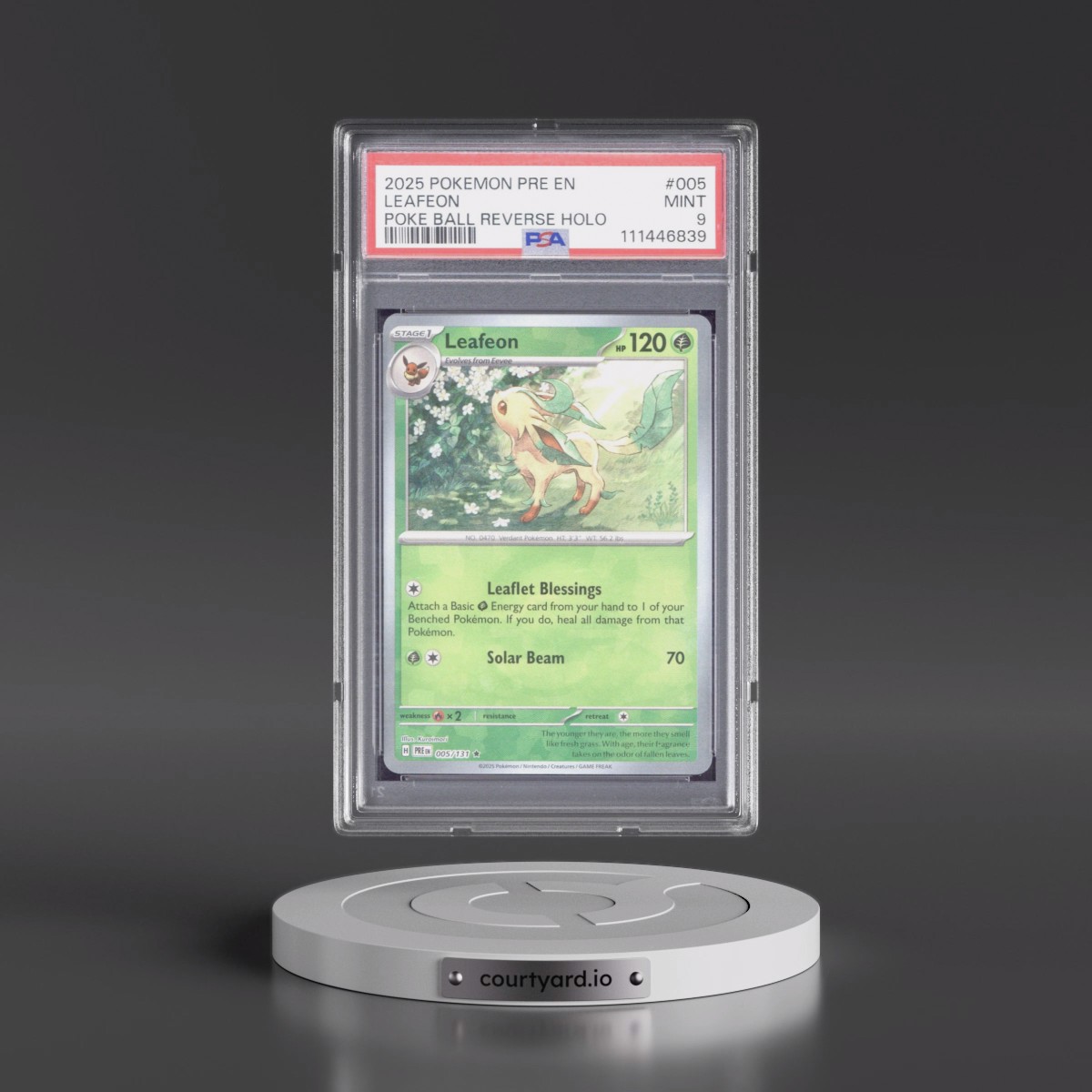2025 Pokémon Pre EN-Prismatic Evolutions #005 Leafeon - Reverse Holo Poke Ball (PSA 9 MINT)