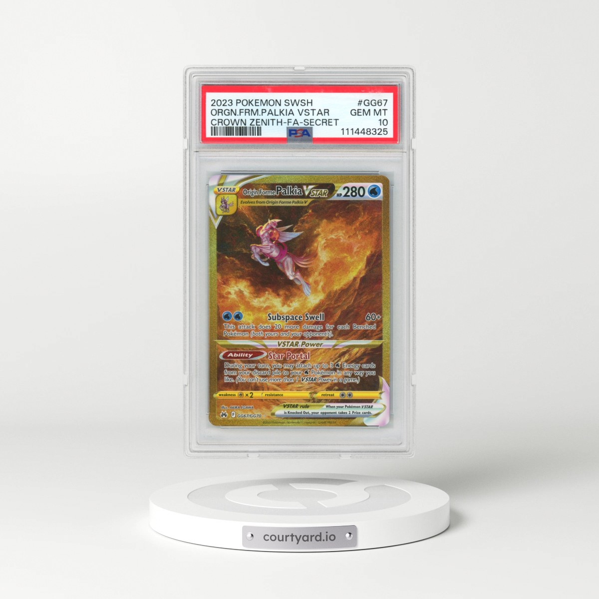 2023 Pokémon Sword and Shield Crown Zenith #GG67 Origin Forme Palkia Vstar - Full Art Secret (PSA 10 GEM MINT)