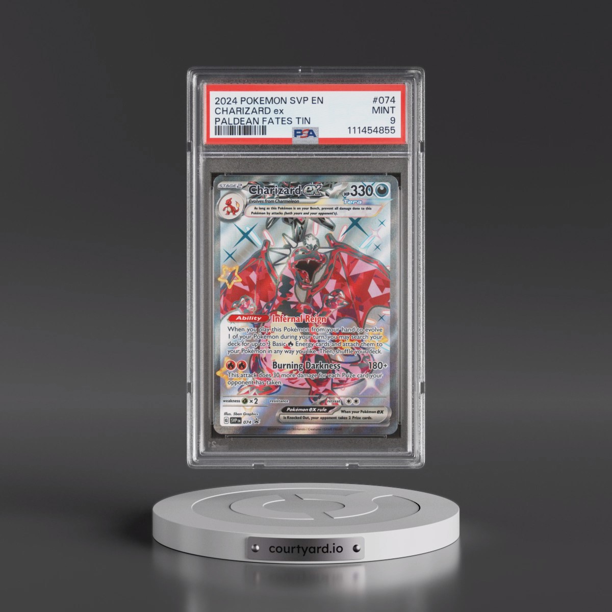 2024 Pokémon Svp EN-SV Black Star Promo #074 Charizard EX - Holo Paldean Fates Tin (PSA 9 MINT)