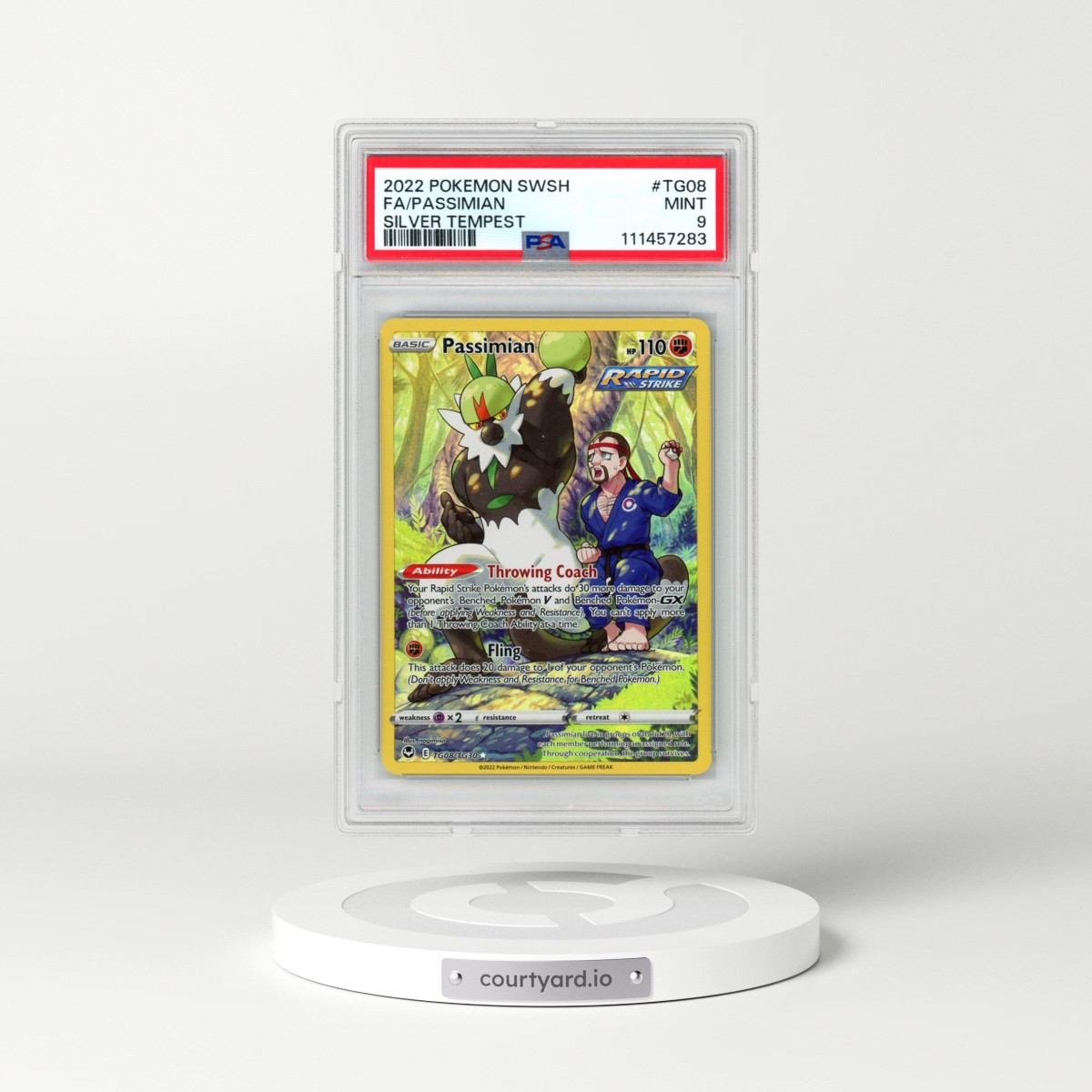 2022 Pokémon Sword & Shield Silver Tempest #TG08 Passimian - Full Art (PSA 9 MINT)