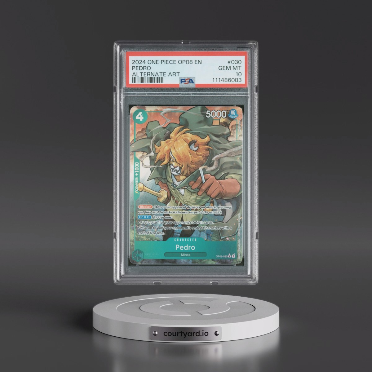 2024 One Piece OP08-Two Legends #030 Pedro - Alternate Art (PSA 10 GEM MINT)