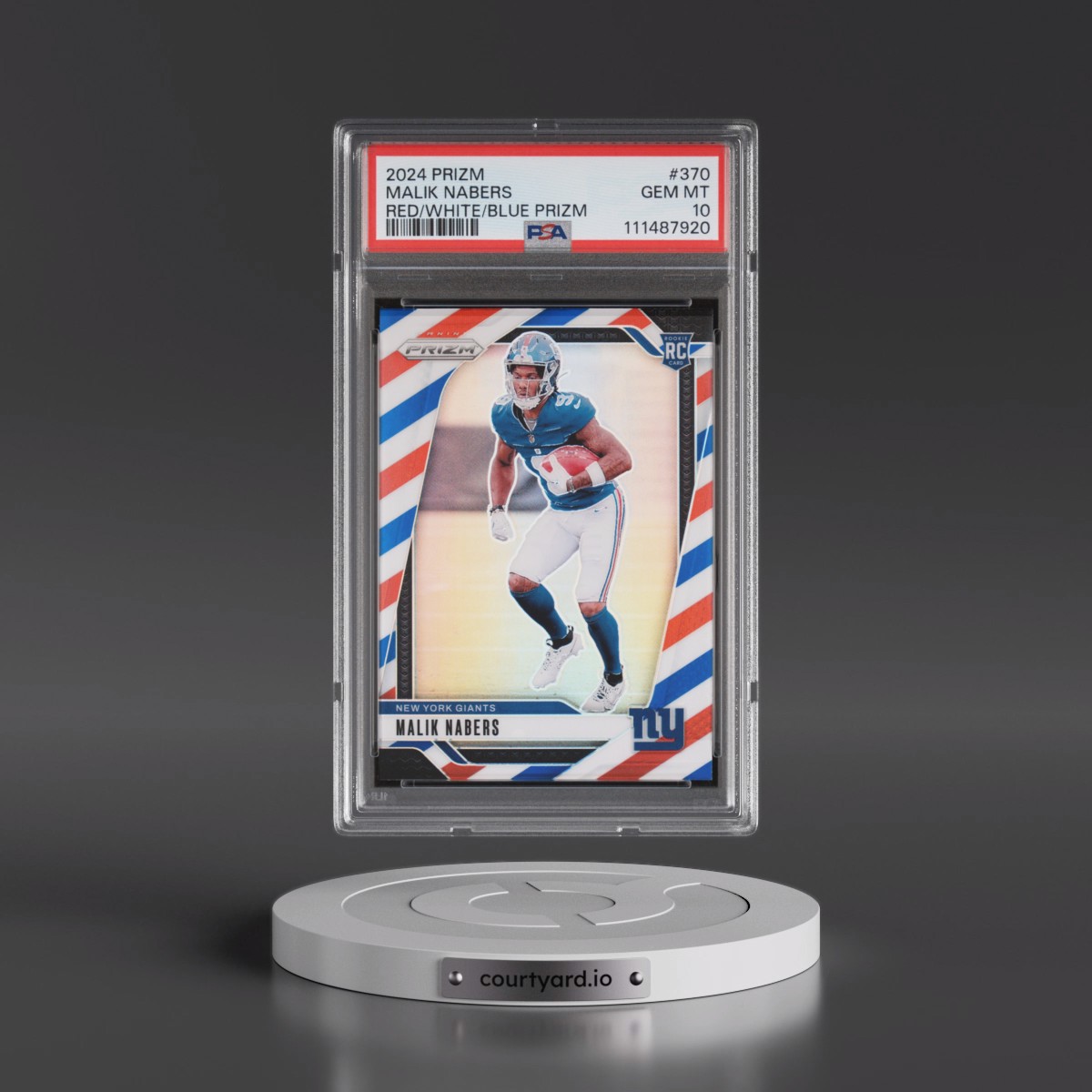 2024 Panini Prizm Malik Nabers - Red/White/Blue Prizm #370 PSA 10