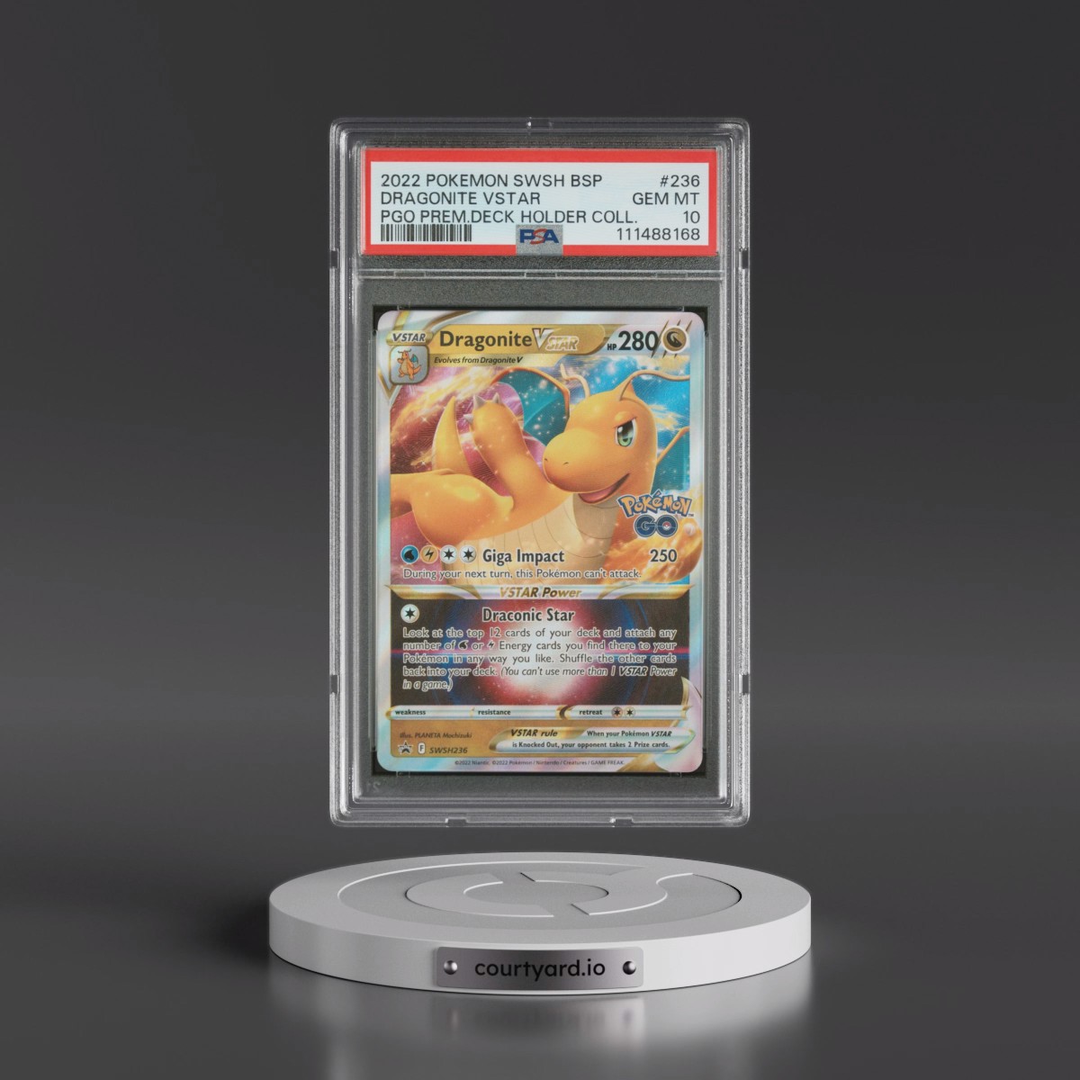 2022 Pokémon Swsh Black Star Promo #236 Dragonite Vstar - Pokemon Go Premier Deck Holder Collection (PSA 10 GEM MINT)