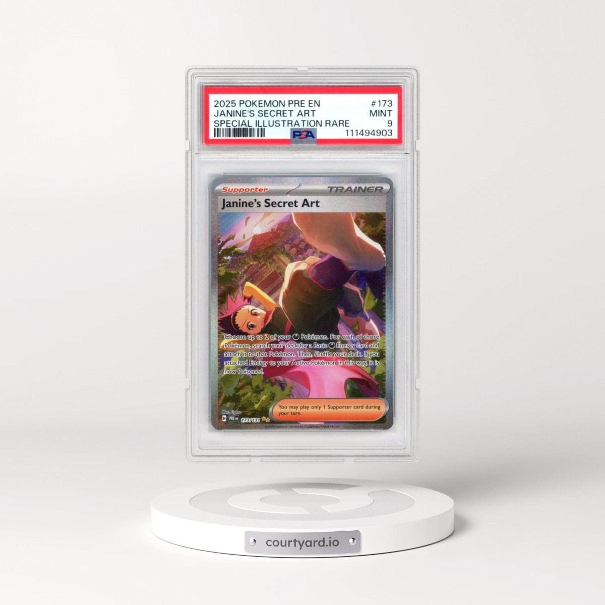 2025 Pokémon Pre EN-Prismatic Evolutions #173 Janine's Secret Art - Special Illustration Rare (PSA 9 MINT)