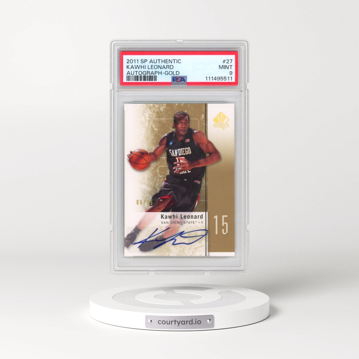 2011 SP Authentic #27 Kawhi Leonard - Autograph-Gold (PSA 9 MINT)