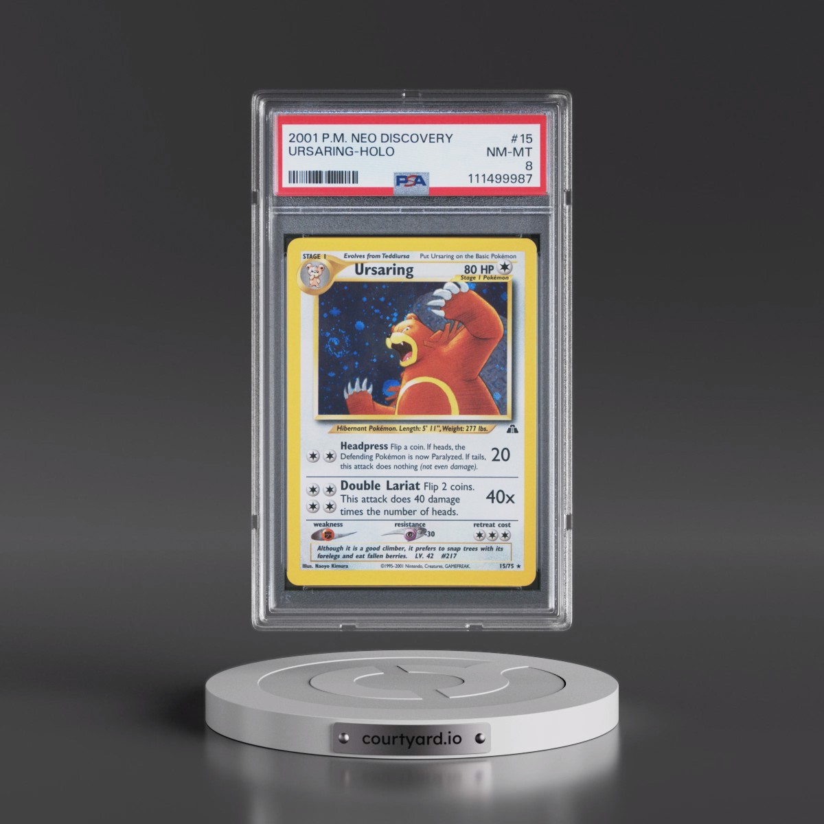 2001 Pokémon Neo Discovery #15 Ursaring - Holo (PSA 8 NM-MT)