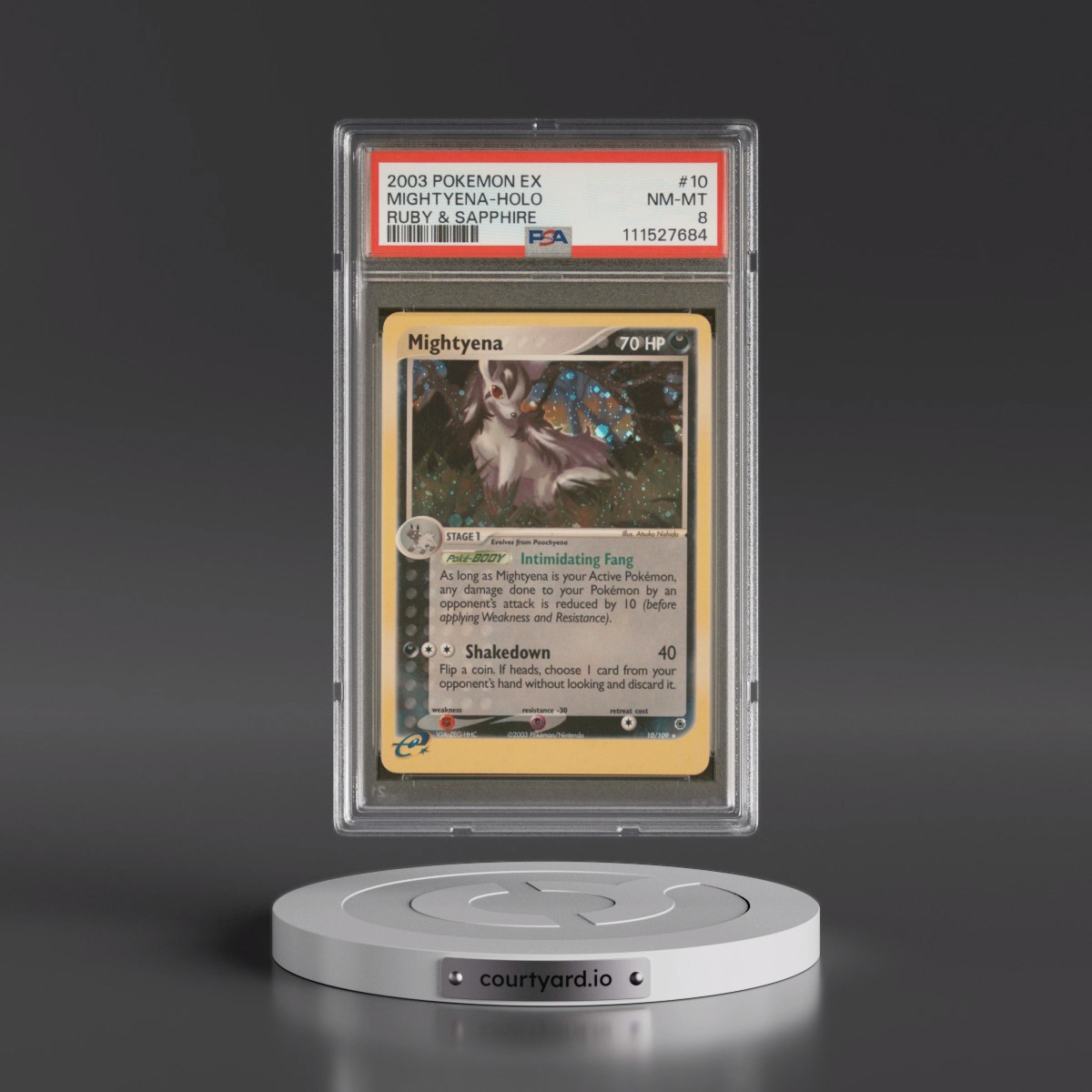2003 Pokémon EX Ruby & Sapphire #10 Mightyena - Holo (PSA 8 NM-MT)