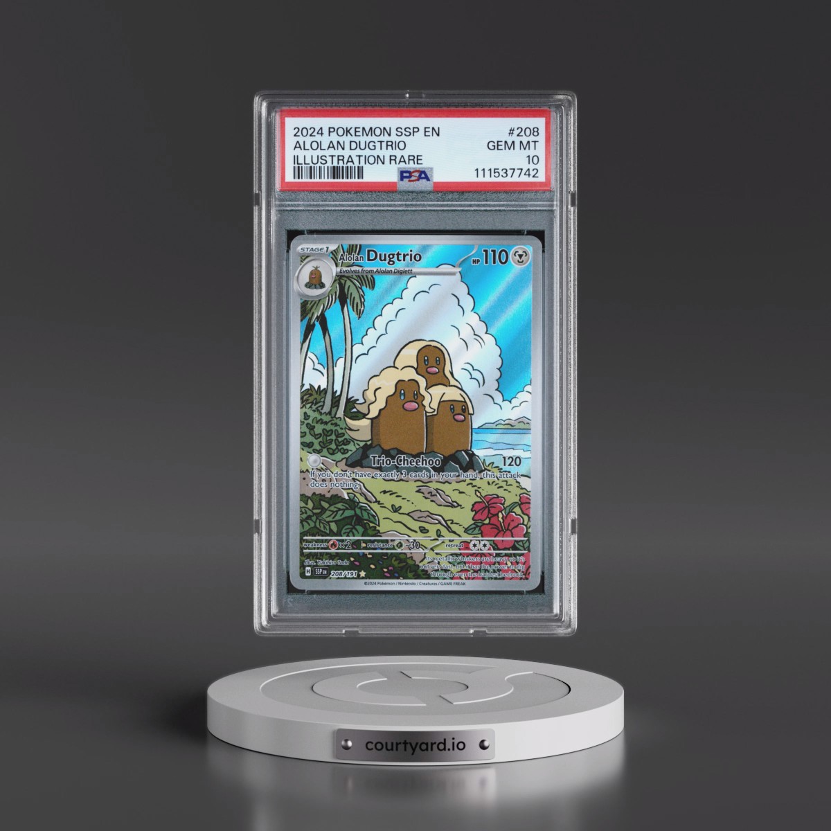 2024 Pokémon Ssp EN-Surging Sparks #208 Alolan Dugtrio - Illustration Rare (PSA 10 GEM MINT)