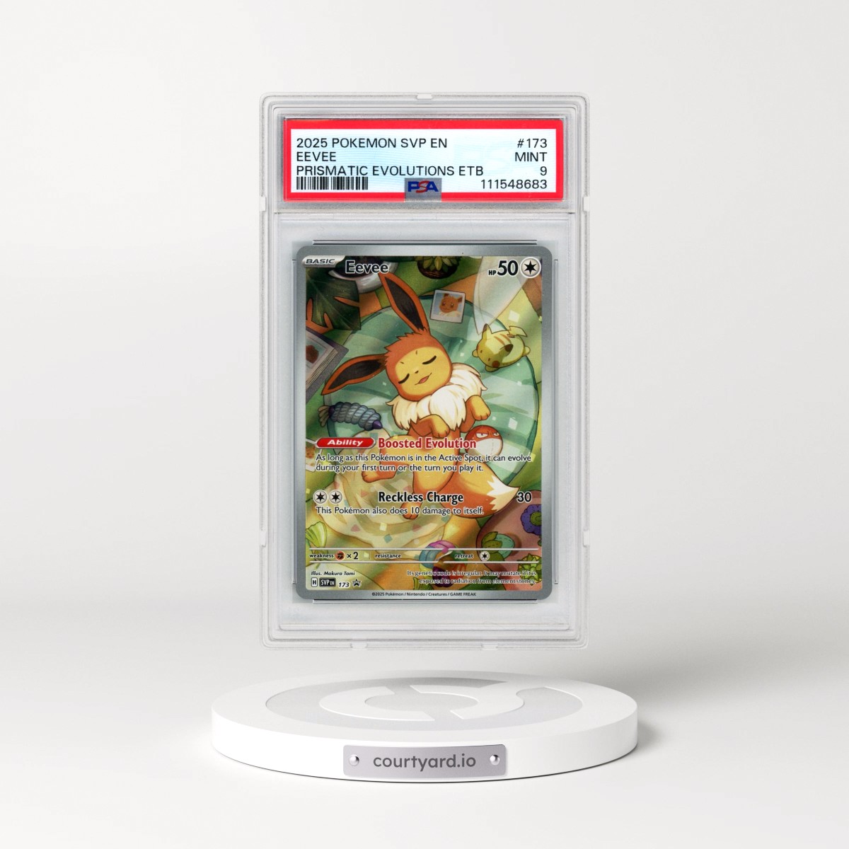 2025 Pokémon Svp EN-SV Black Star Promo #173 Eevee - Prismatic Evolutions Elite Trainer Box (PSA 9 MINT)