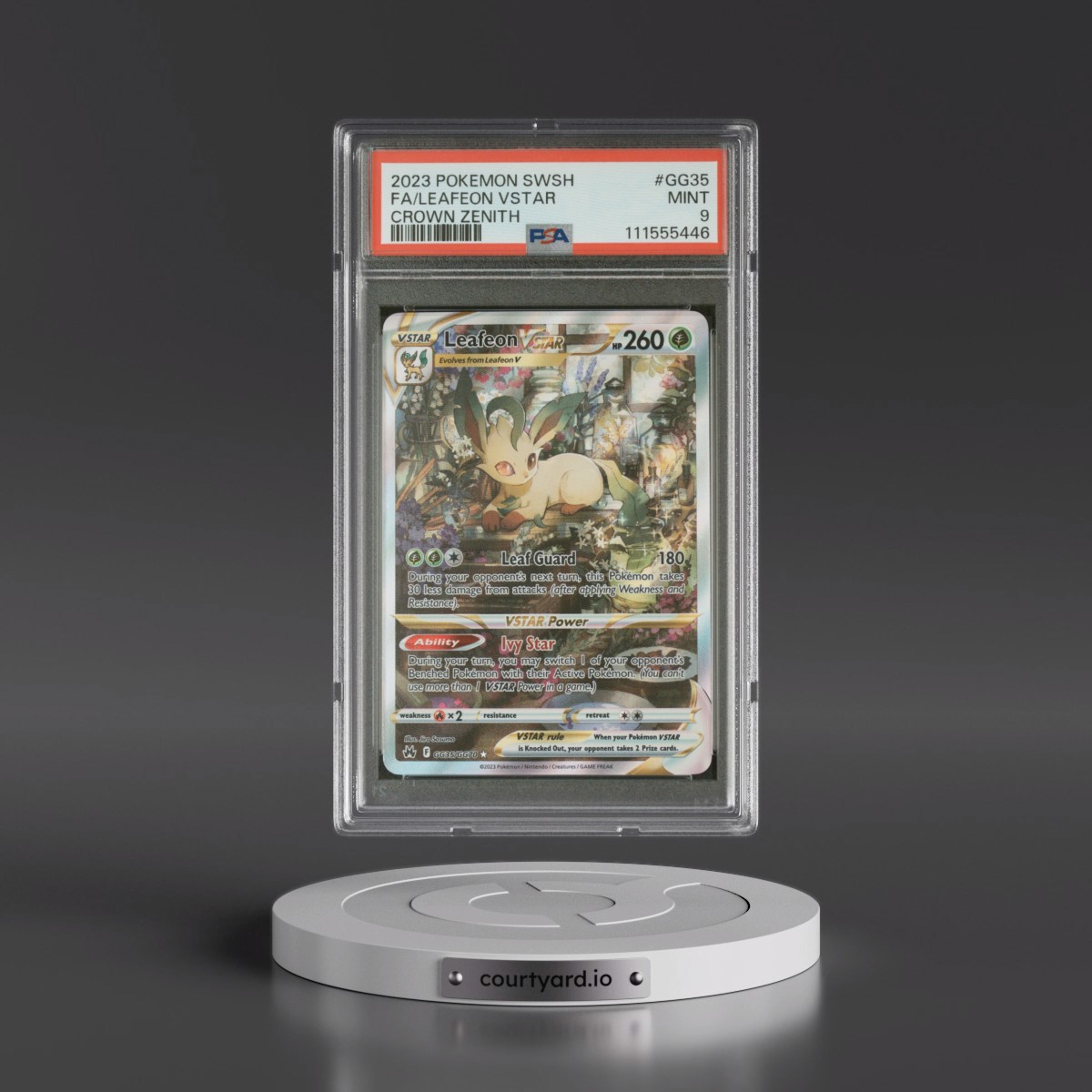 2023 Pokémon Sword and Shield Crown Zenith #GG35 Leafeon Vstar - Full Art (PSA 9 MINT)