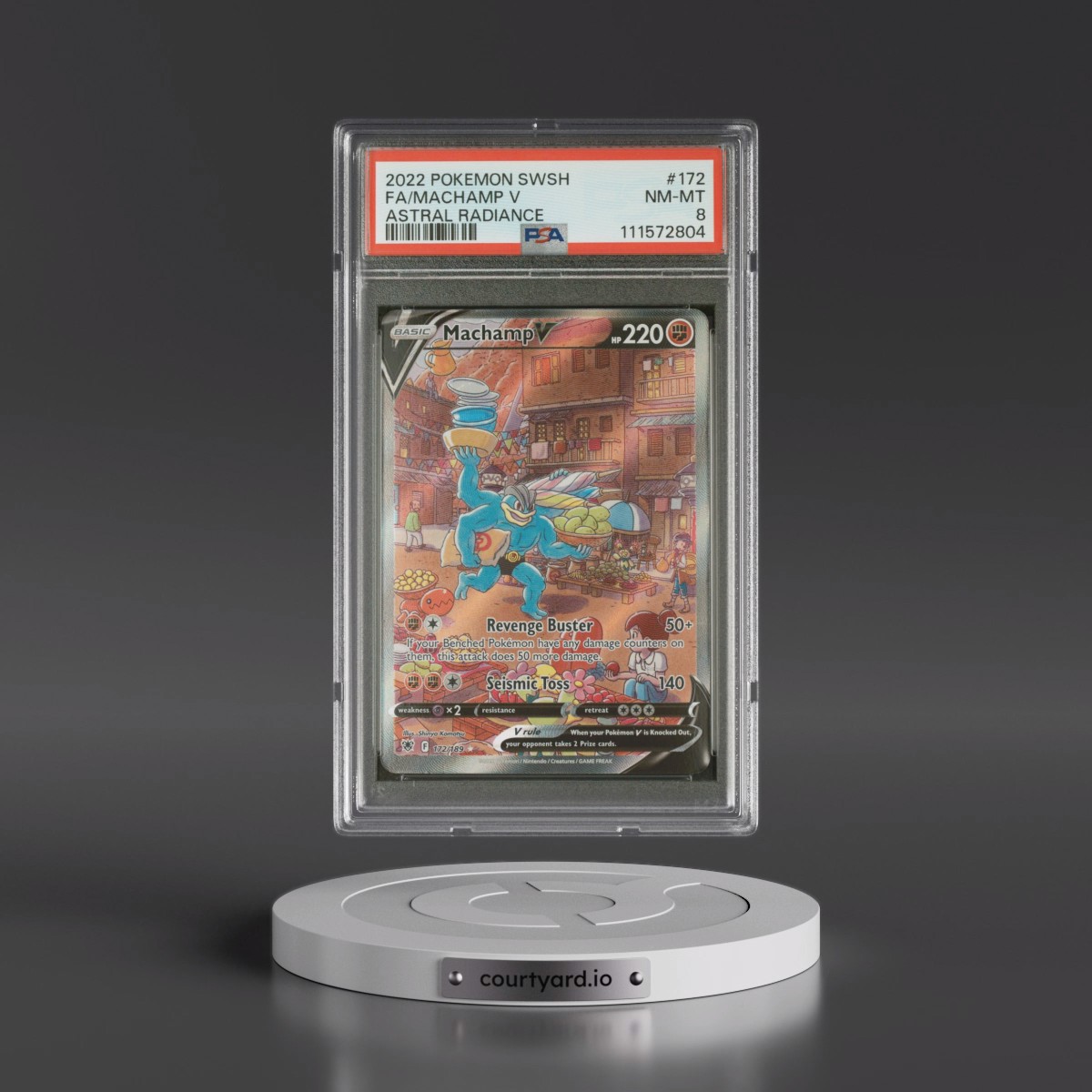 2022 Pokémon Sword & Shield Astral Radiance #172 Machamp V - Holo Full Art (PSA 8 NM-MT)