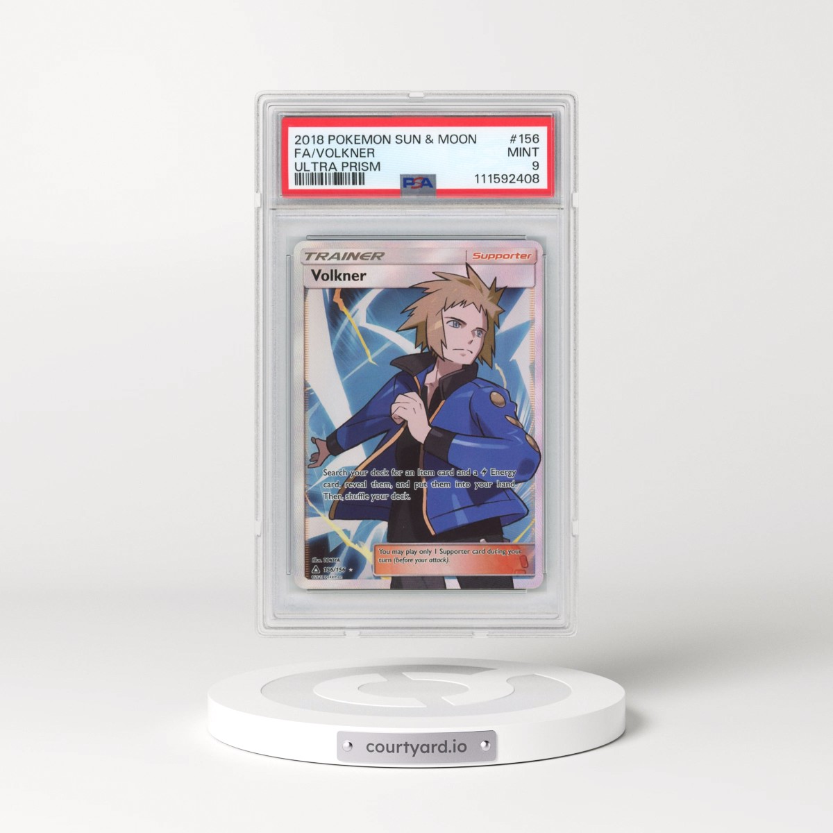 2018 Pokémon Sun & Moon Ultra Prism #156 Volkner - Full Art (PSA 9 MINT)