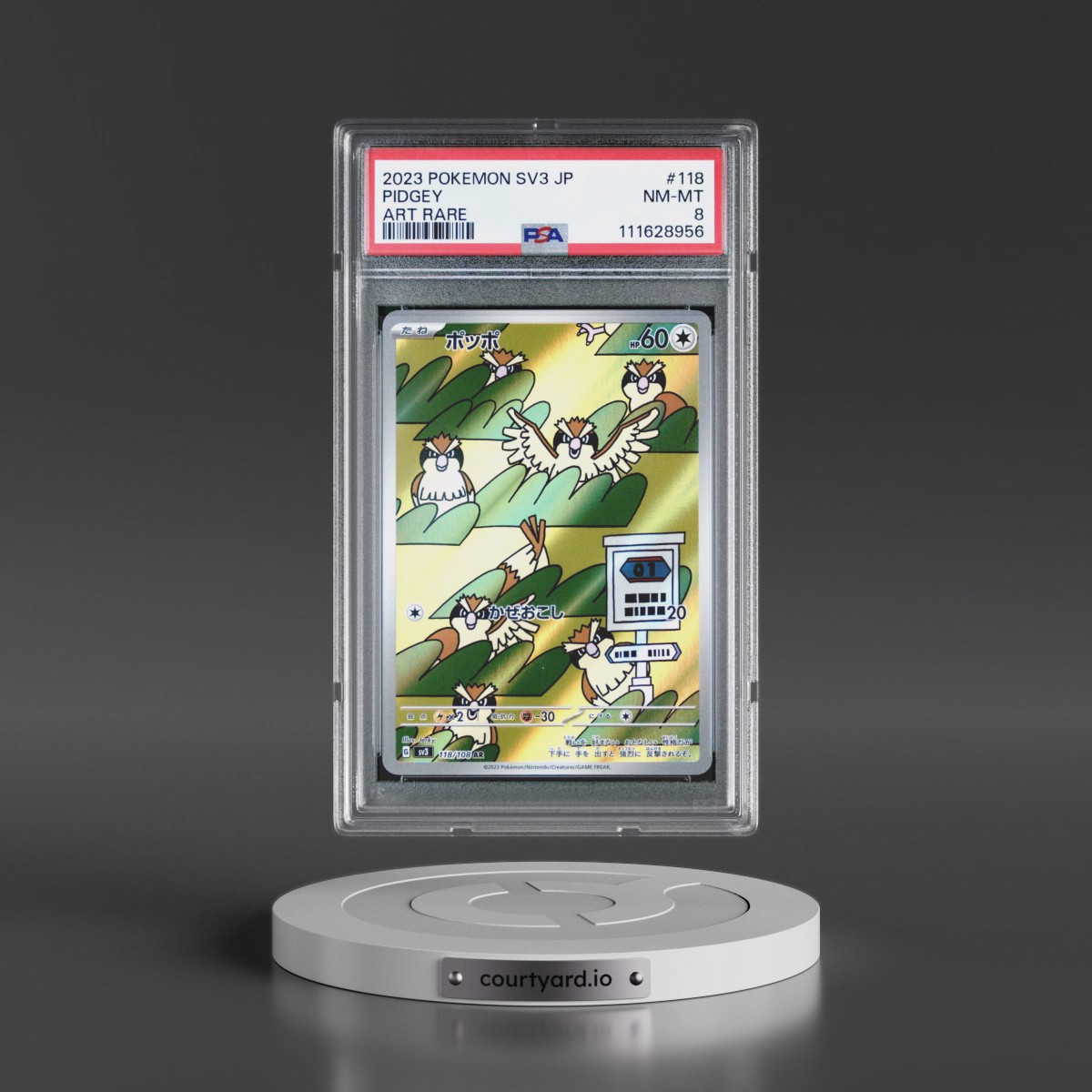 2023 Pokémon SV3-Ruler of the Black Flame #118 Pidgey - Art Rare (PSA 8 NM-MT)