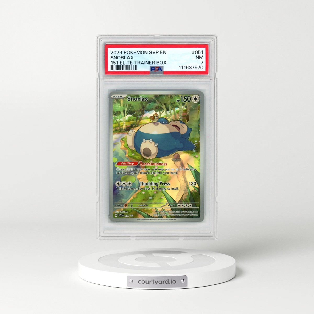 2023 Pokémon Svp EN-SV Black Star Promo #051 Snorlax - 151 Elite Trainer Box (PSA 7 NM)