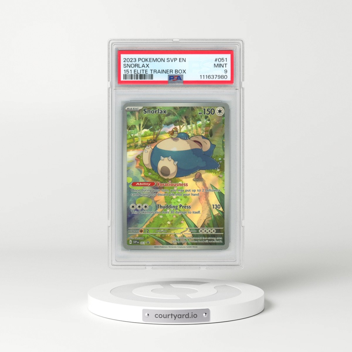 2023 Pokémon Svp EN-SV Black Star Promo #051 Snorlax - 151 Elite Trainer Box (PSA 9 MINT)