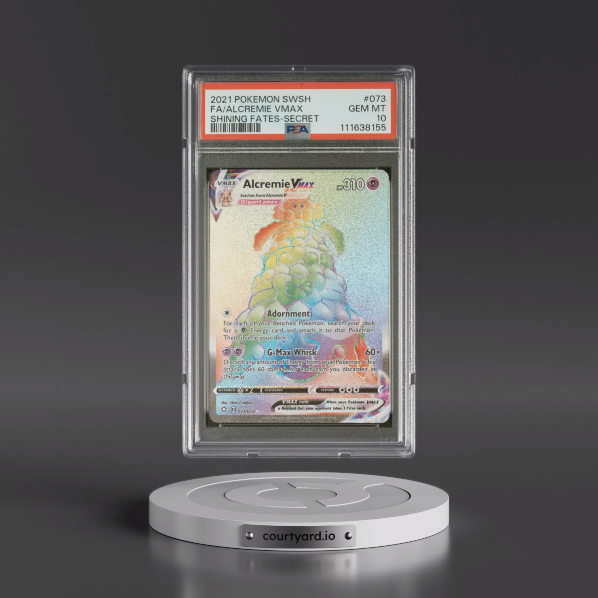2021 Pokémon Sword & Shield Shining Fates #073 Alcremie Vmax - Full Art Secret (PSA 10 GEM MINT)