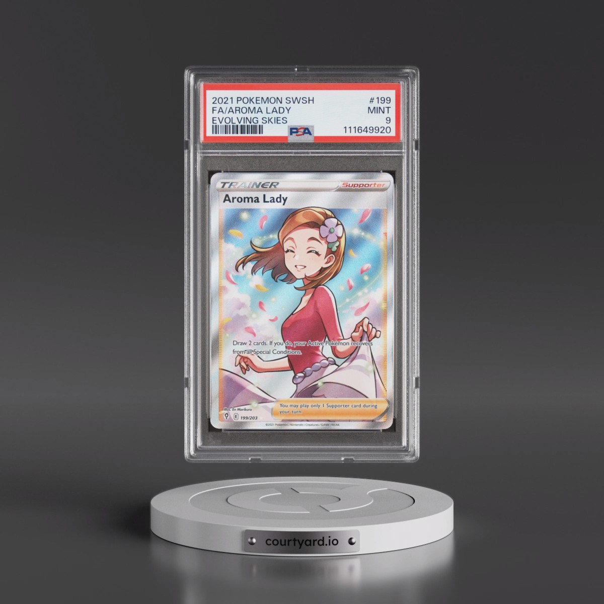 2021 Pokémon Sword & Shield Evolving Skies #199 Aroma Lady - Full Art (PSA 9 MINT)
