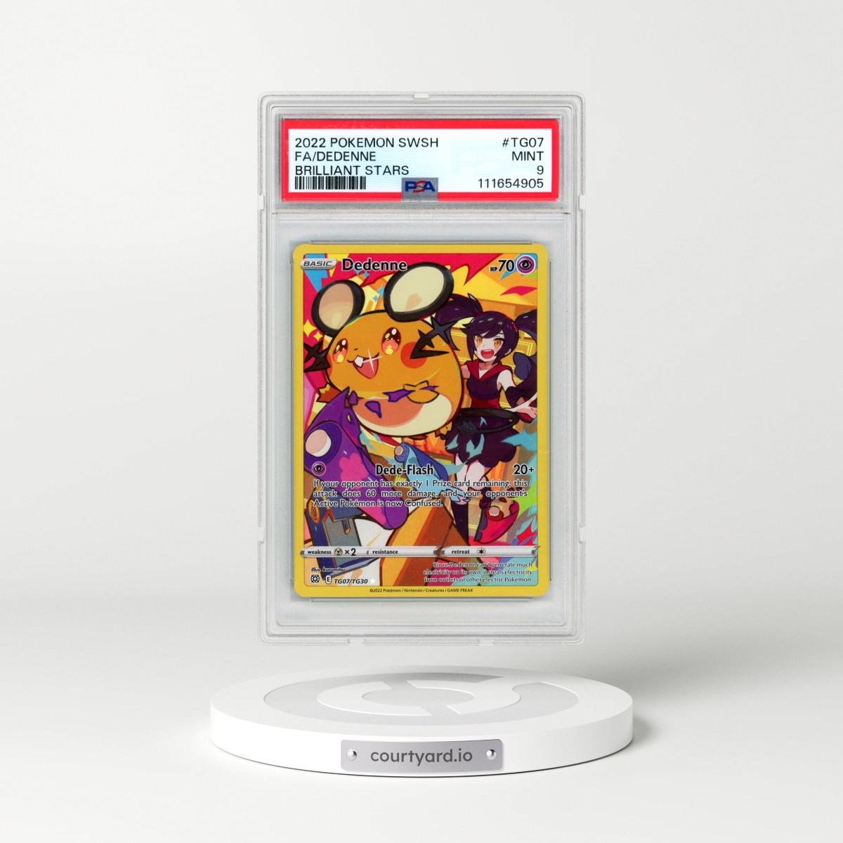 2022 Pokémon Sword & Shield Brilliant Stars #TG07 Dedenne - Full Art (PSA 9 MINT)