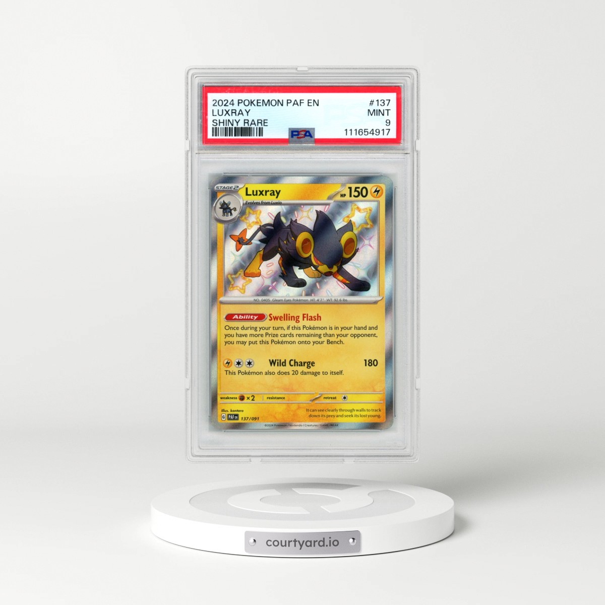 2024 Pokémon Paf EN-Paldean Fates #137 Luxray - Shiny Rare (PSA 9 MINT)