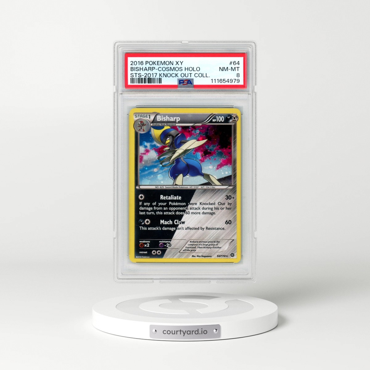 2016 Pokémon XY Steam Siege #64 Bisharp - Holo Cosmos-2017 Knock Out Collection (PSA 8 NM-MT)