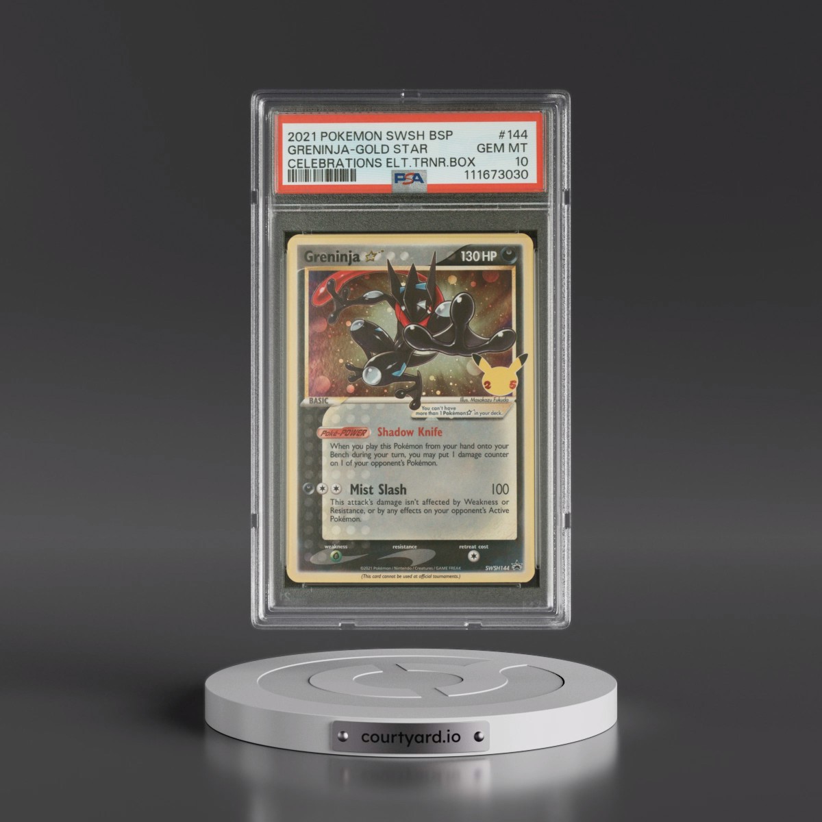 2021 Pokémon Swsh Black Star Promo #144 Greninja-Gold Star - Celebrations Elite Trainer Box (PSA 10 GEM MINT)