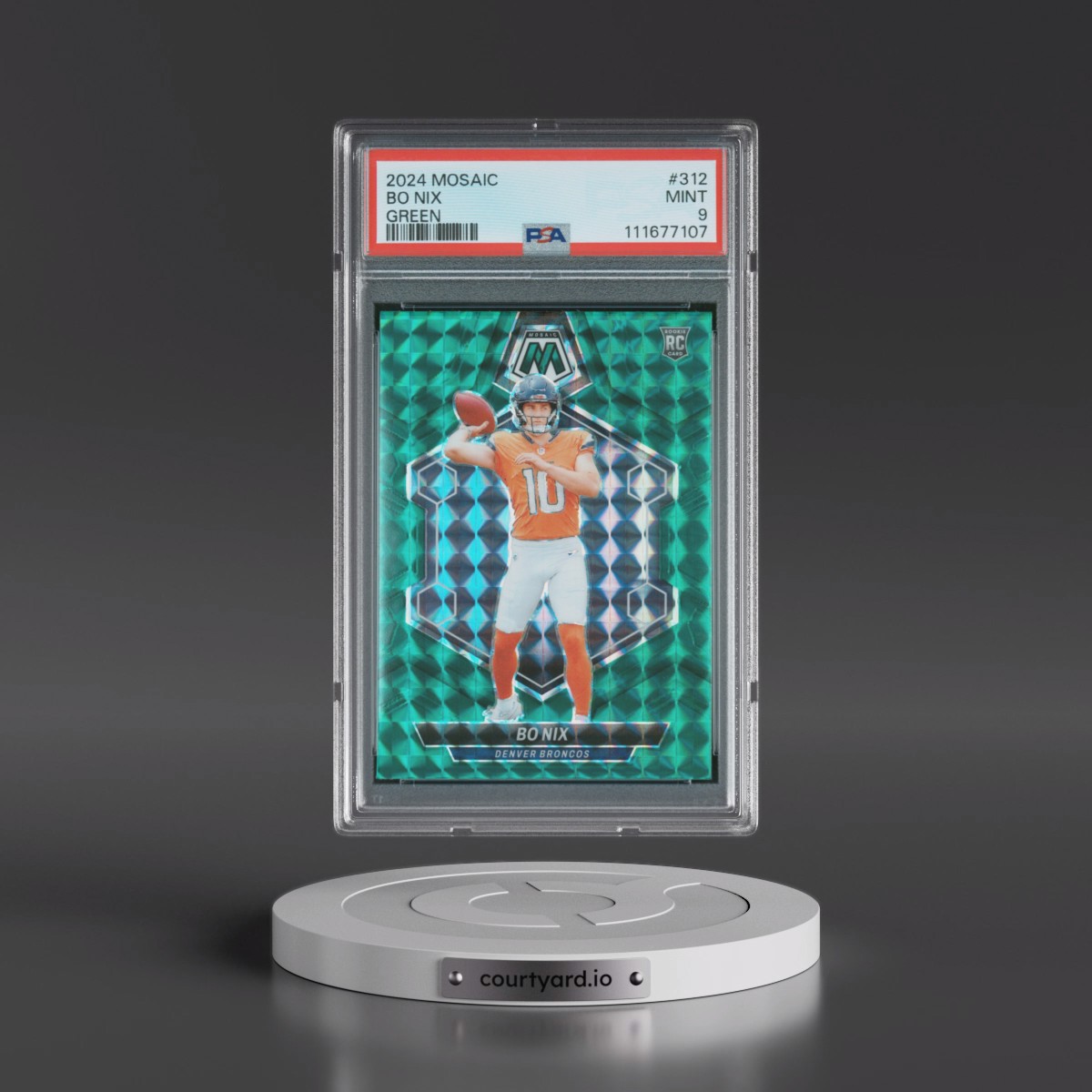 2024 Panini Mosaic #312 Bo Nix - Green (PSA 9 MINT)