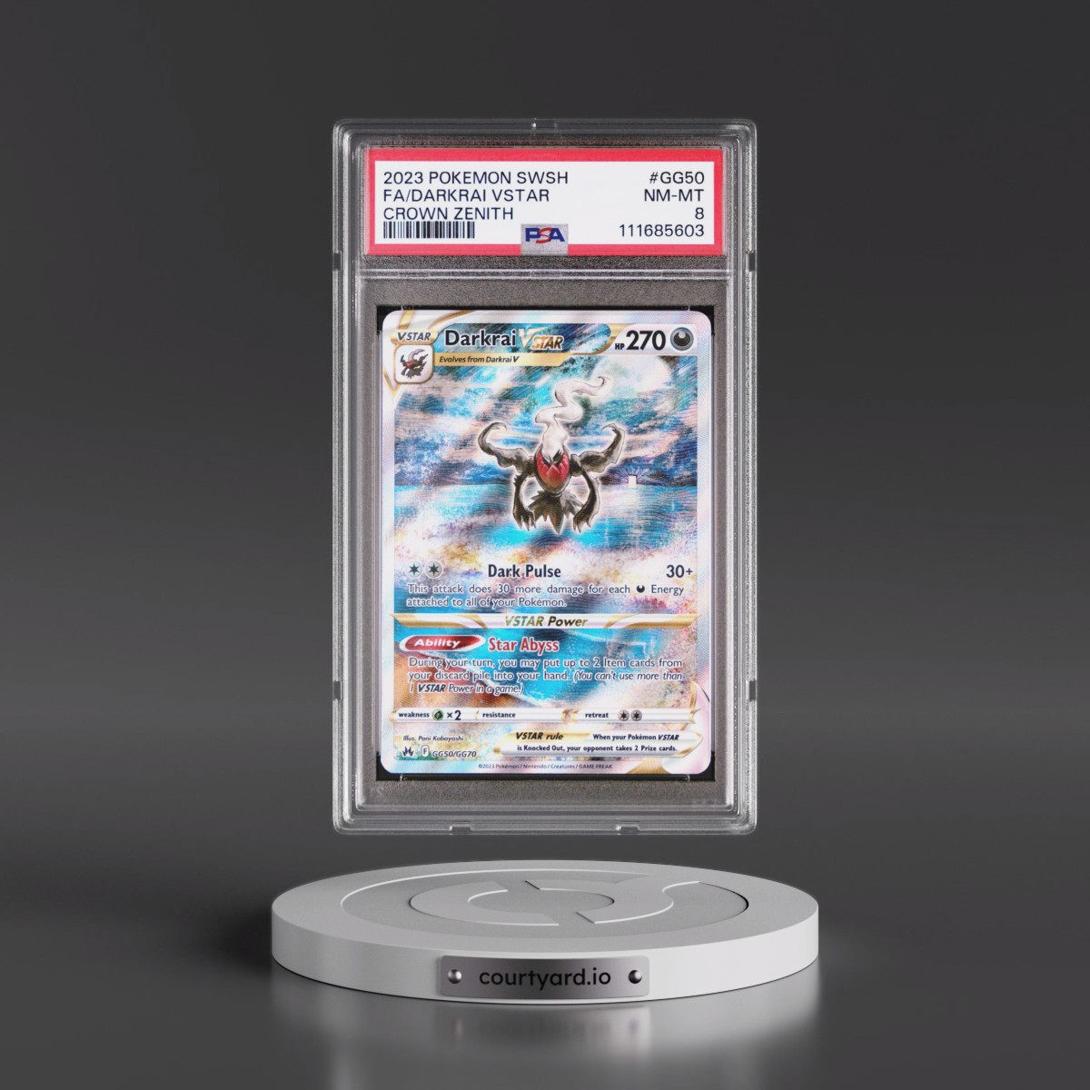 2023 Pokémon Sword and Shield Crown Zenith #GG50 Darkrai Vstar - Full Art (PSA 8 NM-MT)