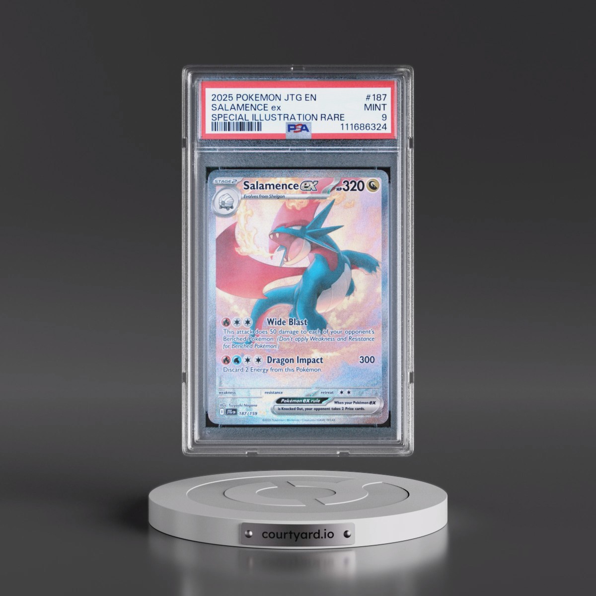 2025 Pokémon Jtg EN-Journey Together #187 Salamence EX - Holo Special Illustration Rare (PSA 9 MINT)