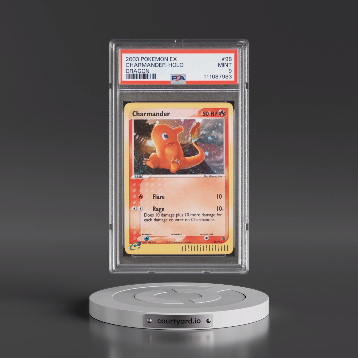 2003 Pokémon EX Dragon #98 Charmander - Holo (PSA 9 MINT)