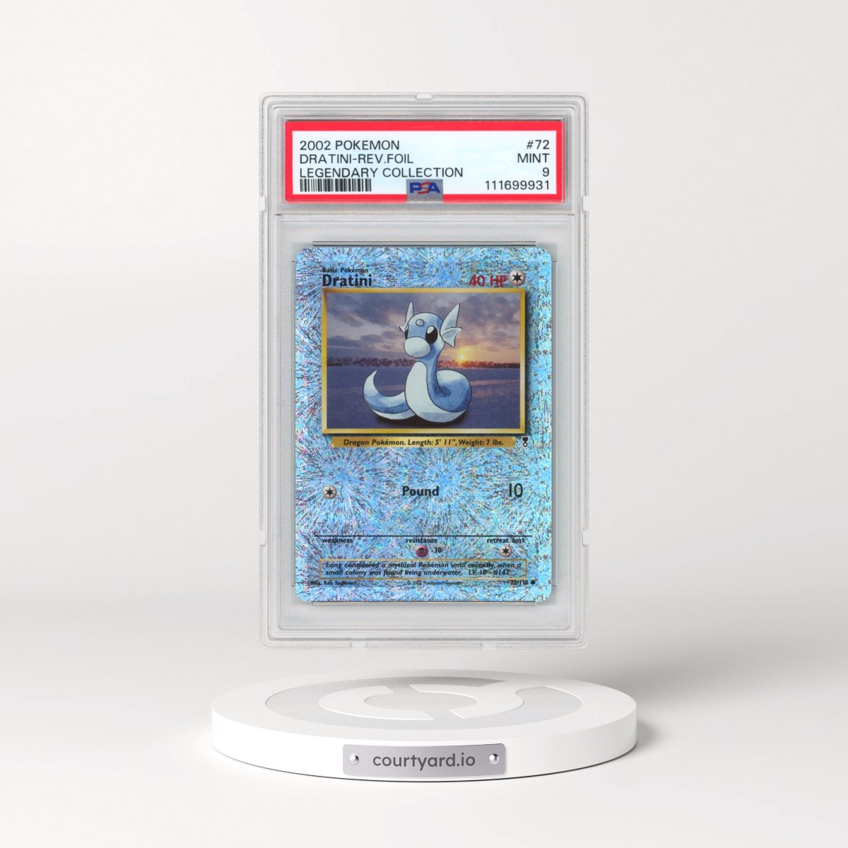 2002 Pokémon Legendary Collection #72 Dratini - Reverse Foil (PSA 9 MINT)