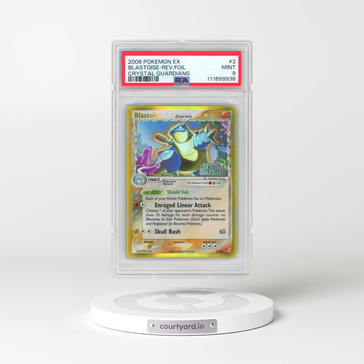 2006 Pokémon EX Crystal Guardians #2 Blastoise - Reverse Foil (PSA 9 MINT)