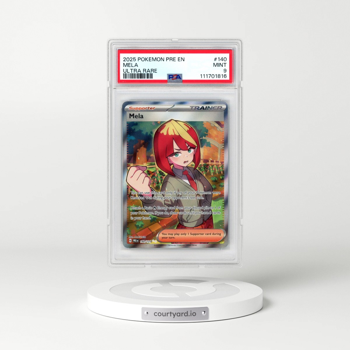 2025 Pokémon Pre EN-Prismatic Evolutions #140 Mela - Ultra Rare (PSA 9 MINT)