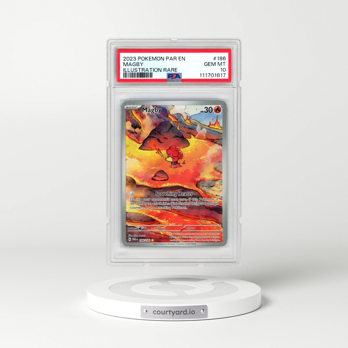 2023 Pokémon Par EN-Paradox Rift #186 Magby - Illustration Rare (PSA 10 GEM MINT)