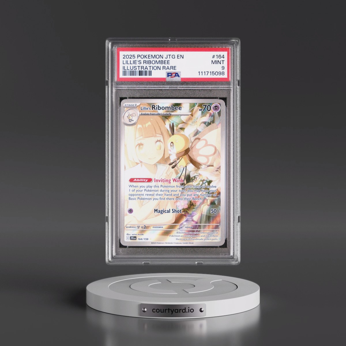 2025 Pokémon Jtg EN-Journey Together #164 Lillie's Ribombee - Illustration Rare (PSA 9 MINT)