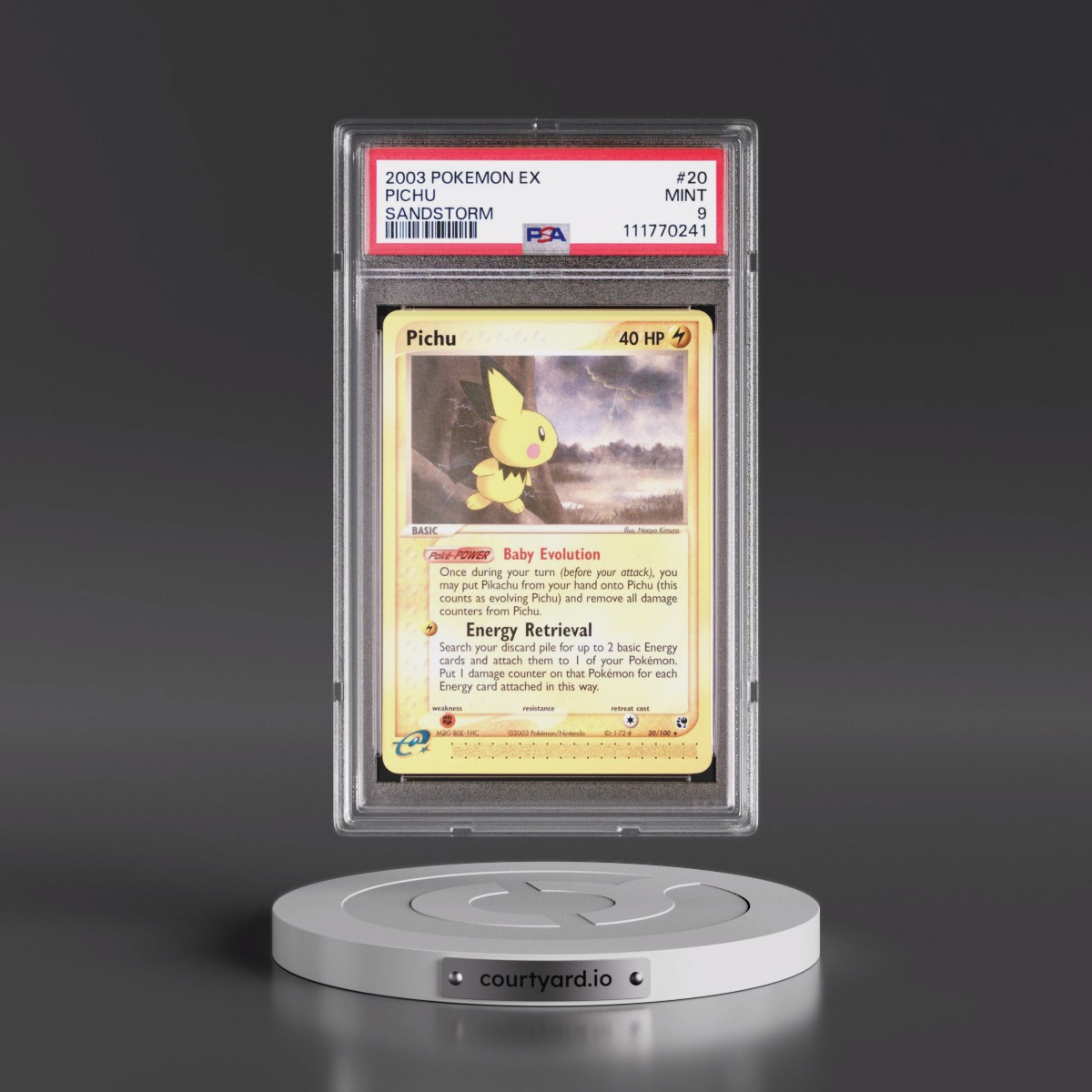 2003 Pokémon EX Sandstorm #20 Pichu (PSA 9 MINT)
