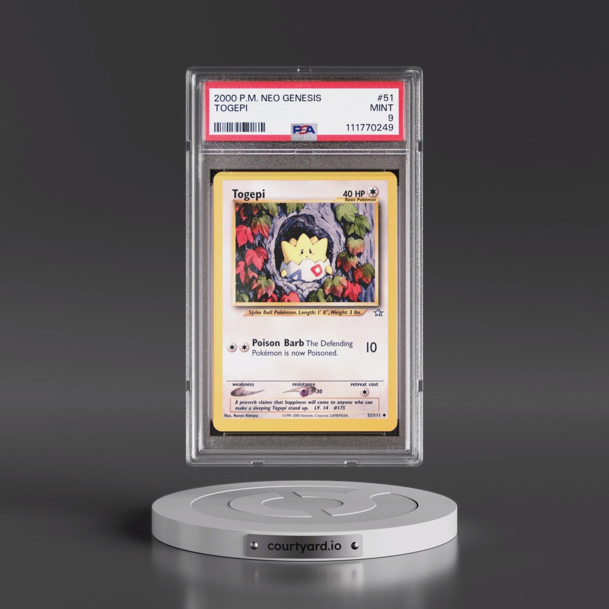 2000 Pokémon Neo Genesis #51 Togepi (PSA 9 MINT)