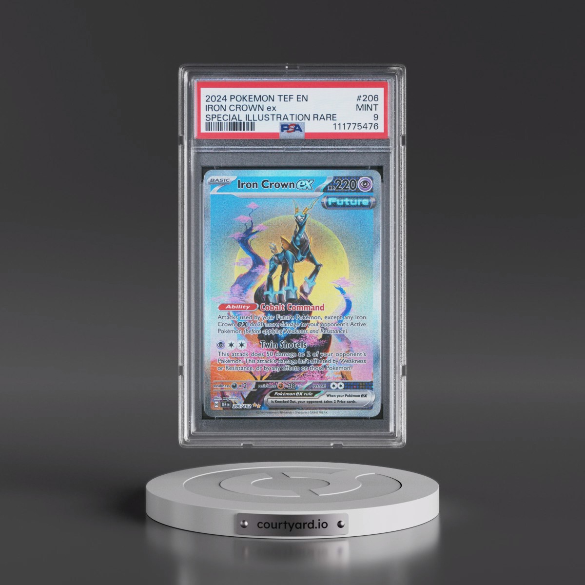2024 Pokémon Tef EN-Temporal Forces #206 Iron Crown EX - Holo Special Illustration Rare (PSA 9 MINT)