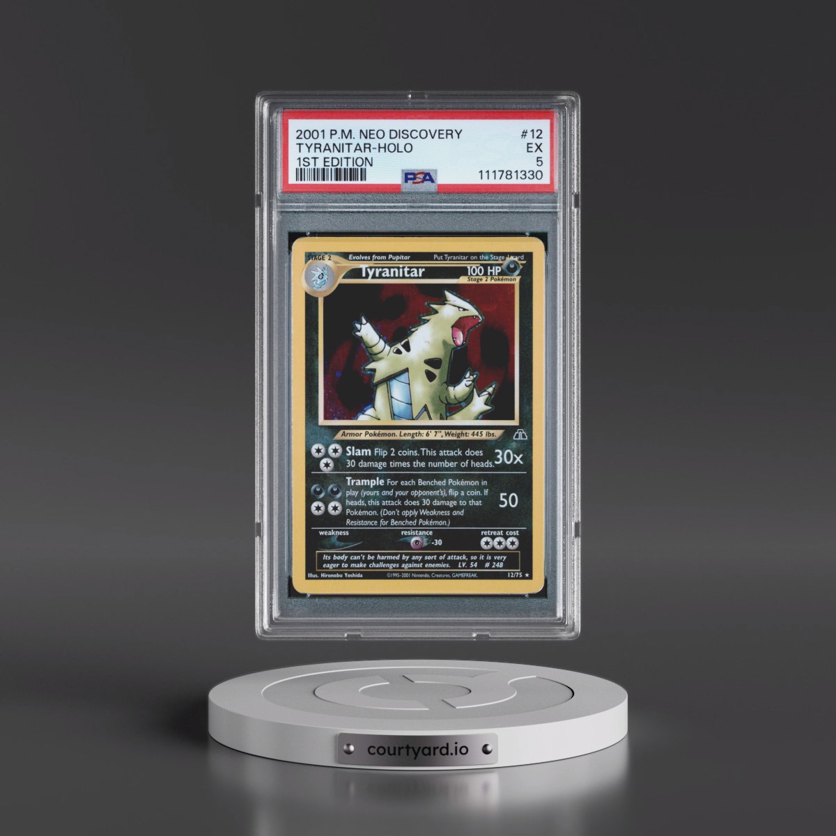 2001 Pokémon Neo Discovery #12 Tyranitar - 1st Edition Holo (PSA 5 EX)