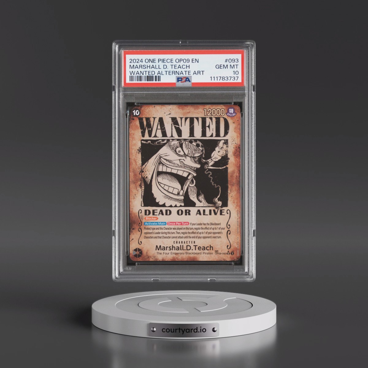 2024 One Piece OP09-Emperors in the New World #093 Marshall D. Teach - Wanted Alternate Art (PSA 10 GEM MINT)