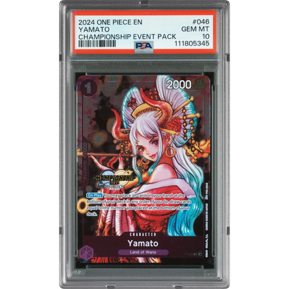 2024 One Piece Championship 2024 Event Pack #046 Yamato (PSA 10 GEM MINT)