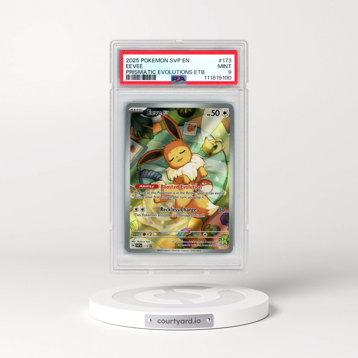 2025 Pokémon Svp EN-SV Black Star Promo #173 Eevee - Prismatic Evolutions Elite Trainer Box (PSA 9 MINT)